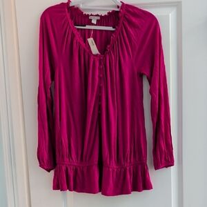 Old Navy Magenta Button-Front Blouse